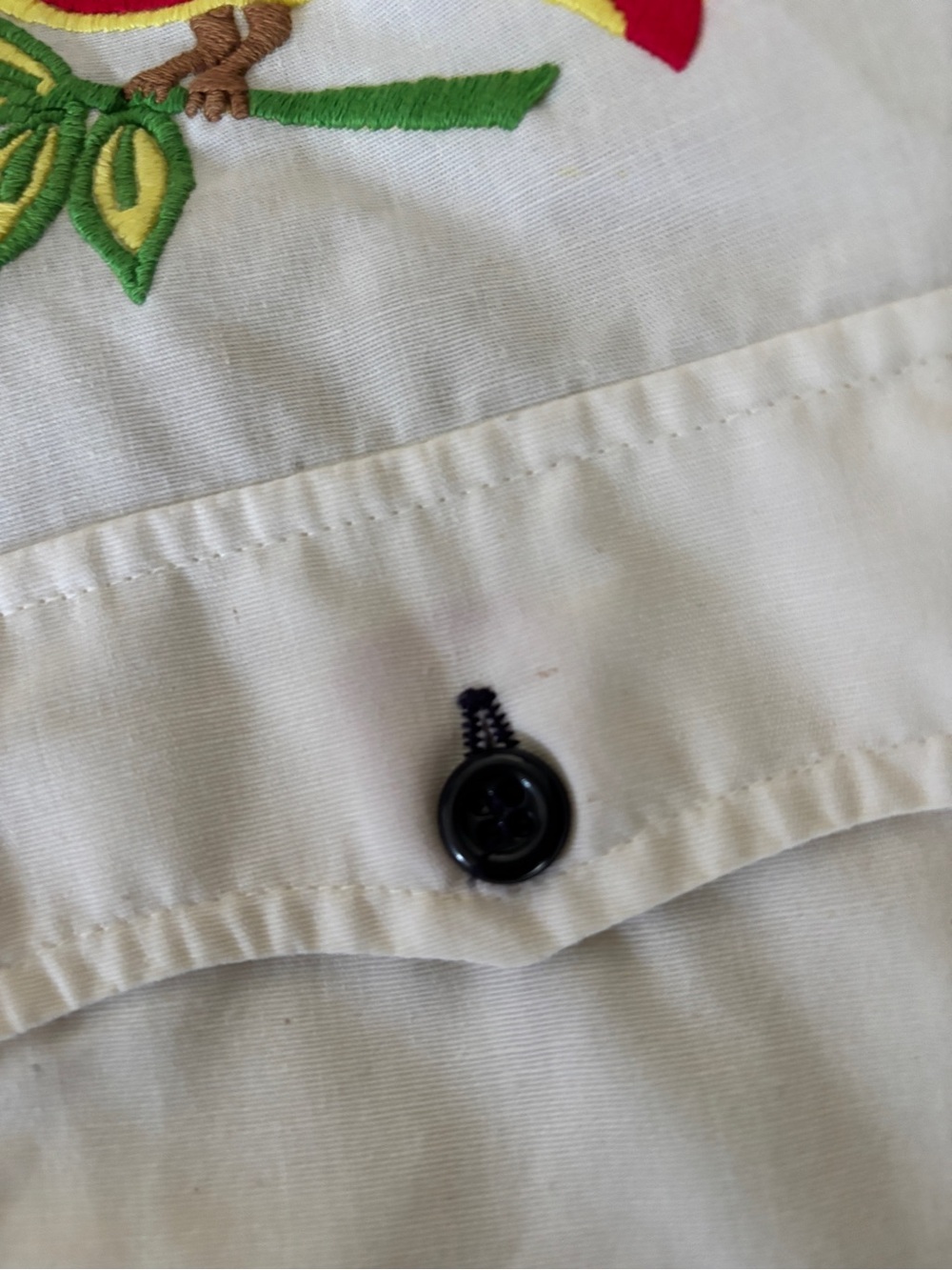 Levi’s 1970s vintage cream Western Shirt Colorful Embroidered Flower & Parrot - Picture 8 of 14